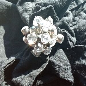 Dazzling Silver Crystal Cluster Ring